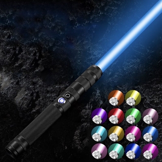 Lyssværd med 14 lysfarver og lydeffekter - Genopladelig - Sort håndtag